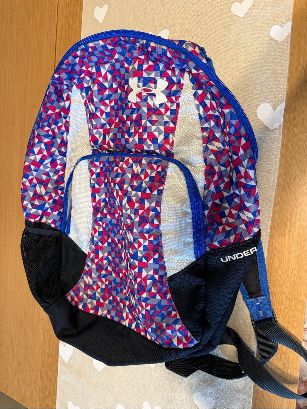 Under Armour Blue Pink Geometric Sport Backpack